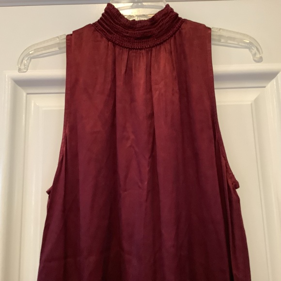 York Street Dress Size Small Wine Red High Neck Asymmetrical Hem Sleeveless - Picture 3 of 14